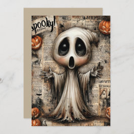 Tarjeta Festiva Halloween de flor y delgada