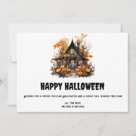 Tarjeta Festiva Halloween de Hauned House con calabazas