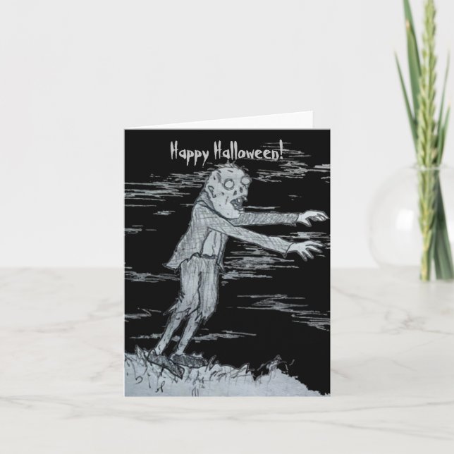 Tarjeta Festiva Halloween de zombi (Anverso)