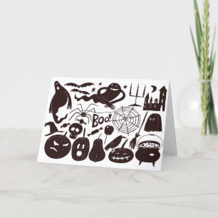 Tarjeta Festiva Halloween Design Ghosts Pumpkins Spids