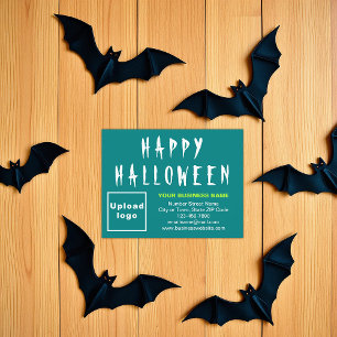 Tarjeta Festiva Halloween Empresarial Pequeña Llanura Verde Verde 