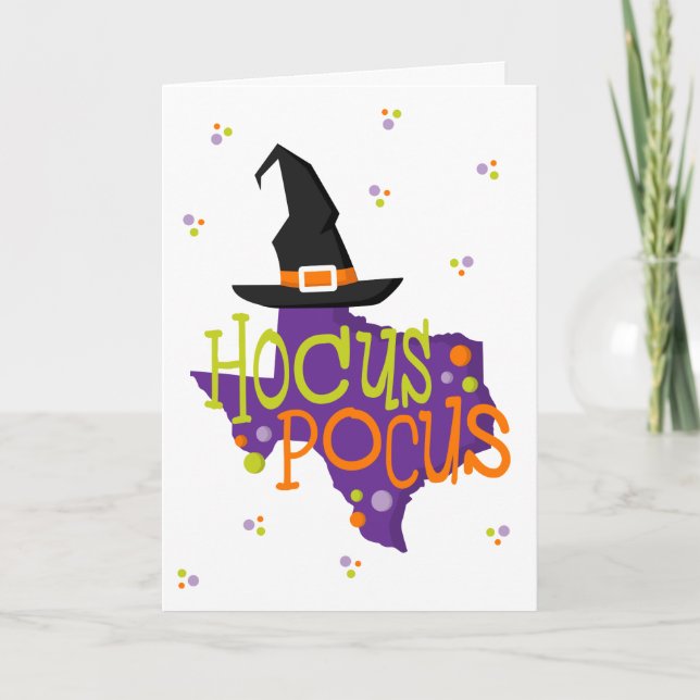 Tarjeta Festiva Halloween en Texas Hocus Pocus (Anverso)