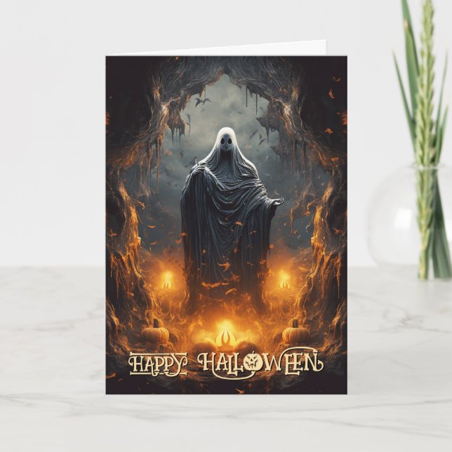 Tarjeta Festiva Halloween fantasmal (Anverso)