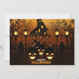 Tarjeta Festiva Halloween feliz casa embrujada