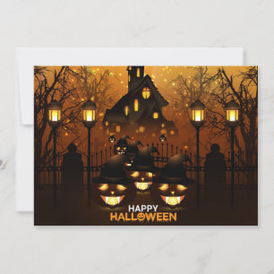 Tarjeta Festiva Halloween feliz casa embrujada