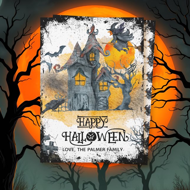 Tarjeta Festiva Halloween feliz de la casa (Subido por el creador)