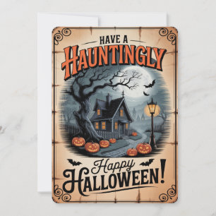 Tarjeta Festiva "Halloween Feliz de manera inolvidable" en una cas