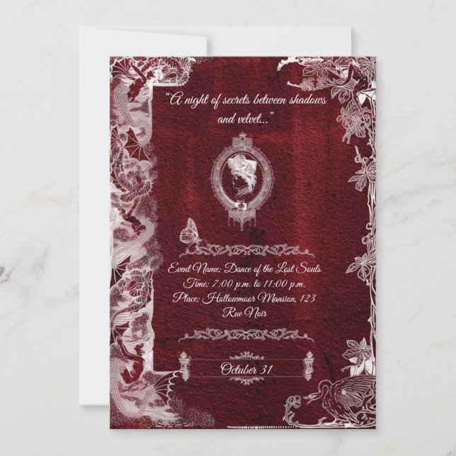 Tarjeta Festiva Halloween Gothic Romance (Anverso)
