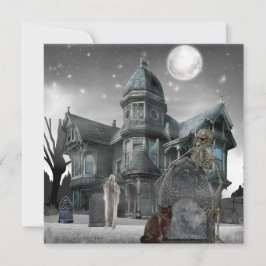 Tarjeta Festiva Halloween Graveyard Hauned House