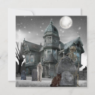 Tarjeta Festiva Halloween Graveyard Hauned House