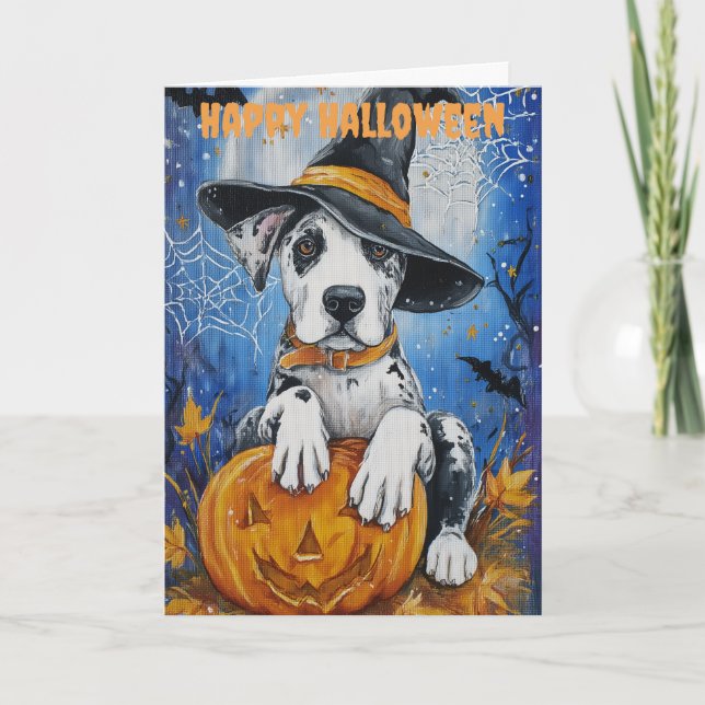 Tarjeta Festiva Halloween Great Dane Dog (Anverso)
