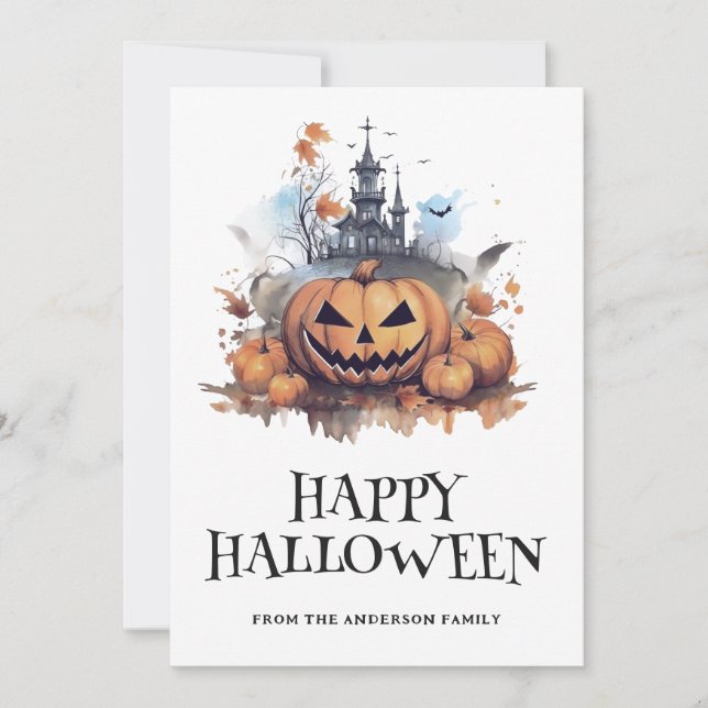 Tarjeta Festiva Halloween - Halloween - Halloween - Hocido Calabaz (Anverso)