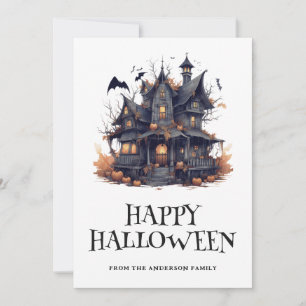 Tarjeta Festiva Halloween Halloween - Hunted House Happy Card