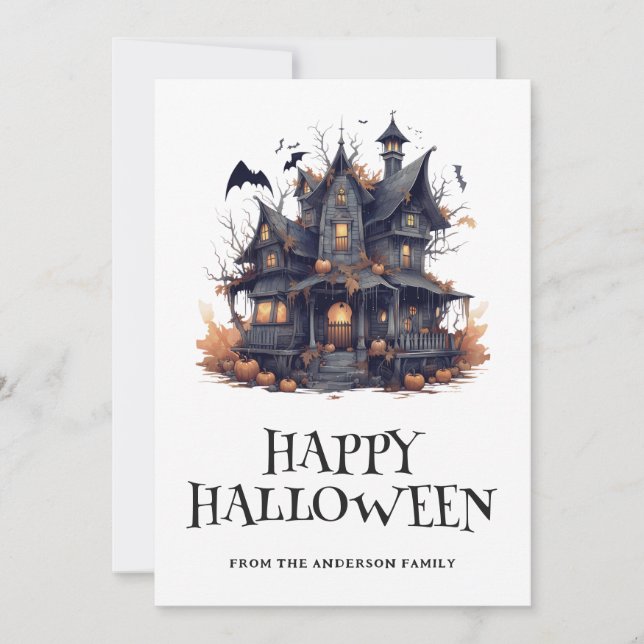 Tarjeta Festiva Halloween Halloween - Hunted House Happy Card (Anverso)