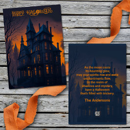 Tarjeta Festiva Halloween Hauned Mansion House Halloween Card