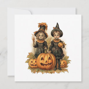 Tarjeta Festiva Halloween infantil vintage