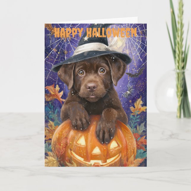 Tarjeta Festiva Halloween Labrador Dog (Anverso)