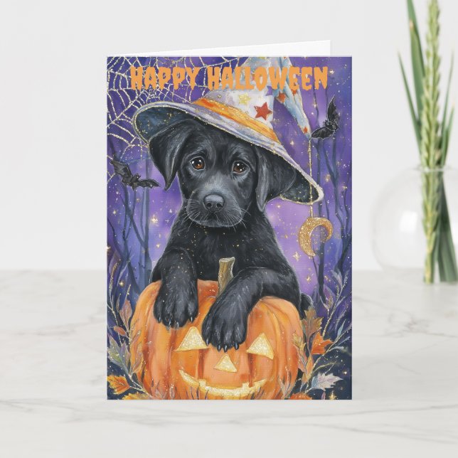 Tarjeta Festiva Halloween Labrador Dog (Anverso)