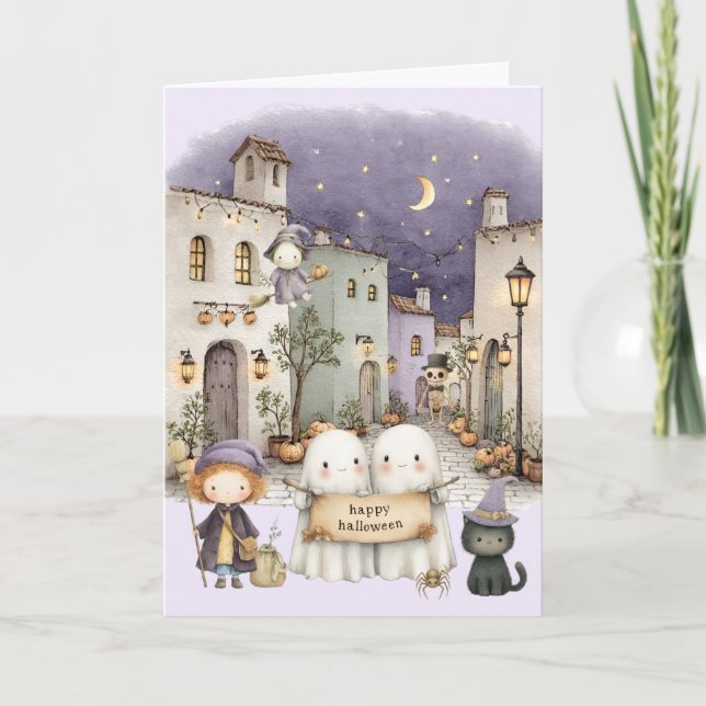 Tarjeta Festiva Halloween mono (Anverso)