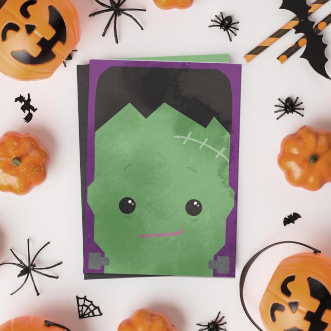 Tarjeta Festiva Halloween monstruoso de Frankenstein (Subido por el creador)
