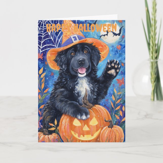 Tarjeta Festiva Halloween Newfoundland Dog (Anverso)