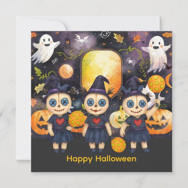 Tarjeta Festiva Halloween para fiesta de jugador de Pickleball  (Anverso)