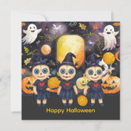 Tarjeta Festiva Halloween para fiesta de jugador de Pickleball 