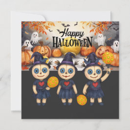 Tarjeta Festiva Halloween para fiesta de jugadores de pickleball 