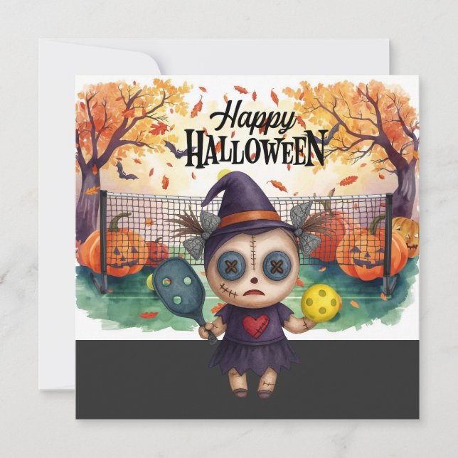 Tarjeta Festiva Halloween para fiesta de jugadores de Pickleball  (Anverso)