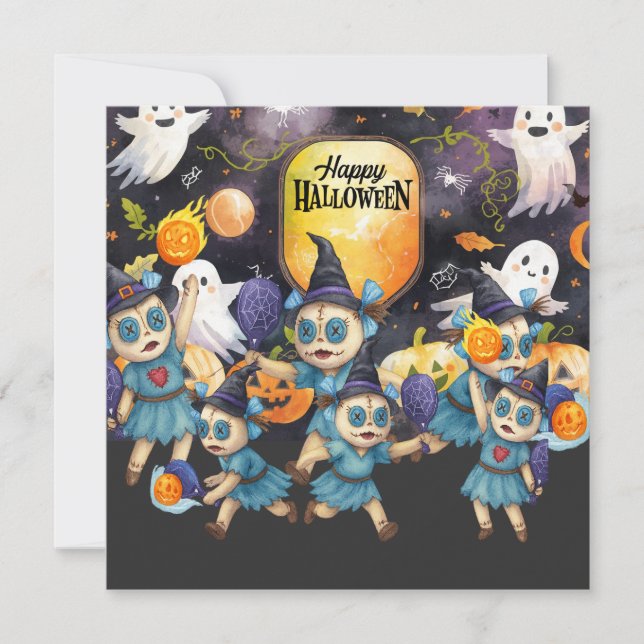 Tarjeta Festiva Halloween para fiesta de jugadores de pickleball  (Anverso)