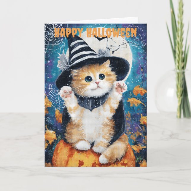 Tarjeta Festiva Halloween Persian Cat (Anverso)