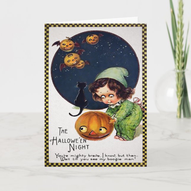 Tarjeta Festiva Halloween Retro Creepy Eyes (Anverso)