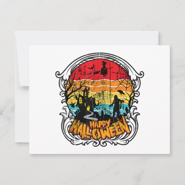 Tarjeta Festiva Halloween Retro Vintage - Halloween Vintage (Anverso)