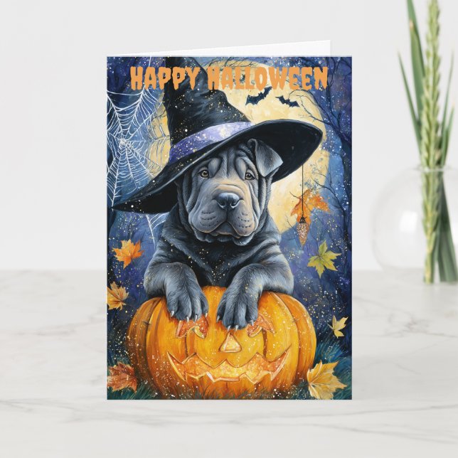 Tarjeta Festiva Halloween Shar Pei Dog (Anverso)