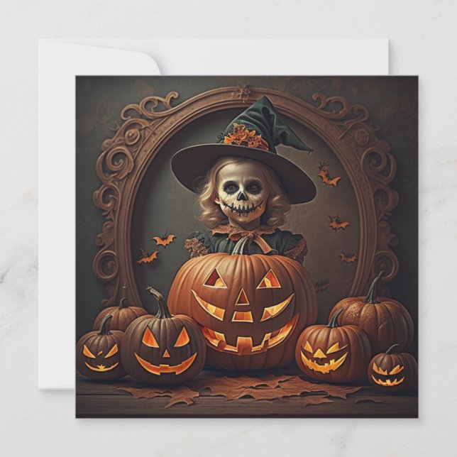 Tarjeta Festiva Halloween vintage (Anverso)