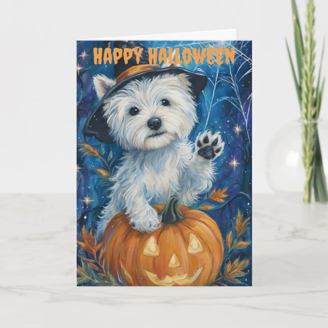Tarjeta Festiva Halloween Westie Dog (Anverso)