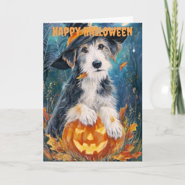 Tarjeta Festiva Halloween Wolfhound Dog (Anverso)
