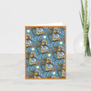 TARJETA FESTIVA HALLOWS EVE BLACKBIRD WIZARD, HALLOWEEN RAVEN