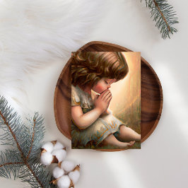 Tarjeta Festiva Halo de luz radiante de Niña Niña Niña Rezando
