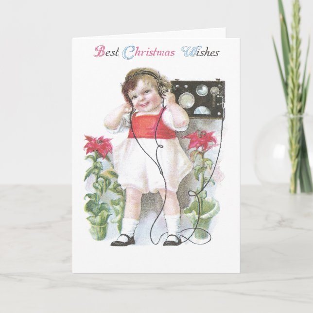 Tarjeta Festiva Ham Radio Antigüedades Navidades (Anverso)