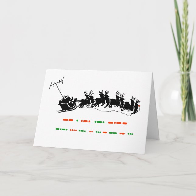 Tarjeta Festiva Ham Radio Xmas Card - Santa Sleigh Silhoutte Ver 3 (Anverso)
