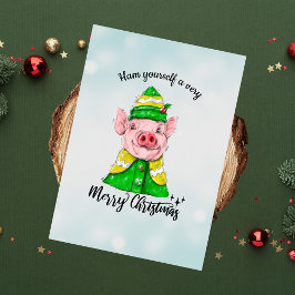 Tarjeta Festiva Ham You ourself un muy divertido cerdo navideño