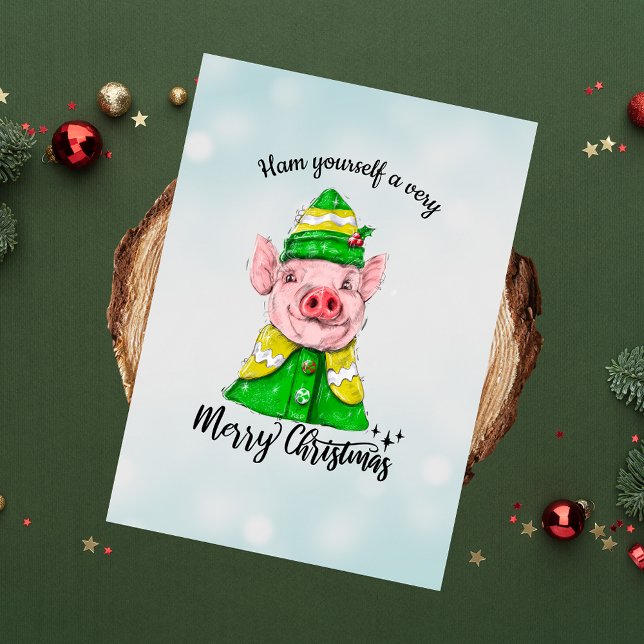 Tarjeta Festiva Ham You ourself un muy divertido cerdo navideño (Subido por el creador)