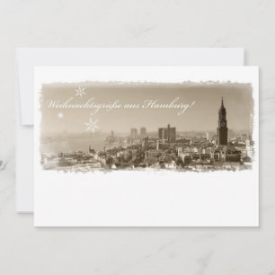 Tarjeta Festiva Hamburgo Michel, Weihnachtsgrüße de Hamburgo
