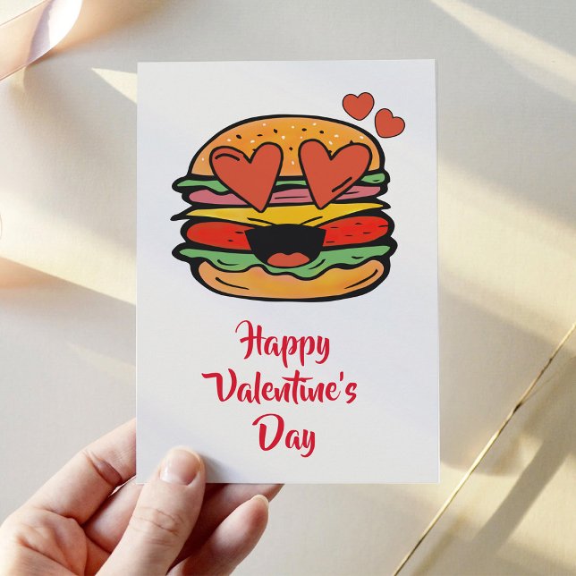 Tarjeta Festiva Hamburguesa linda del día de San Valentín (Subido por el creador)