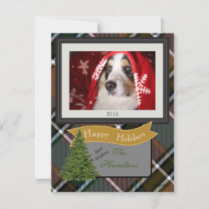 Tarjeta Festiva HAMbyWG Plaid con imagen de marco mate y negro