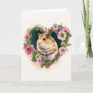 Tarjeta Festiva Hamster Adorable con El día de San Valentín de flo