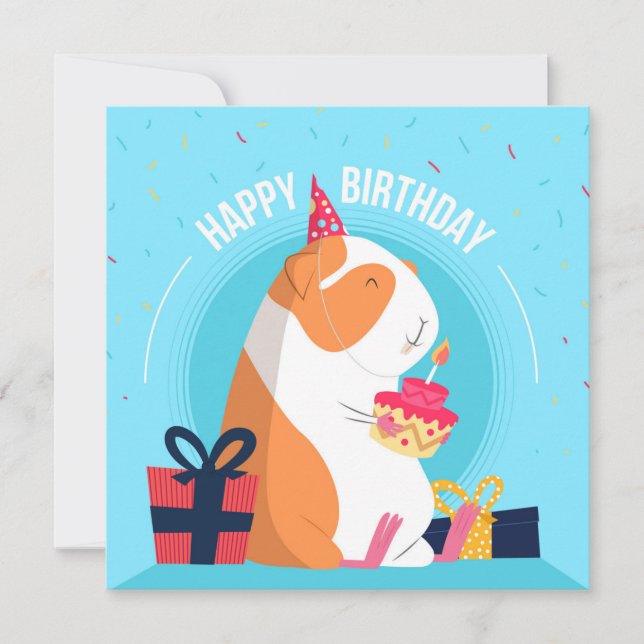 Tarjeta Festiva Hámster de Cumpleaños (Anverso)