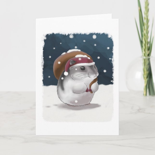 Tarjeta Festiva Hámster Santa (Anverso)