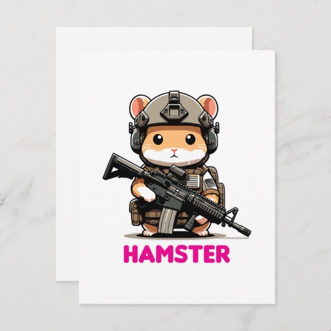 Tarjeta Festiva Hamster táctico (Anverso / Reverso)